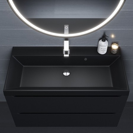 Sink uperwood Classic Quartz 100 cm, quartz, black matte, coal-4