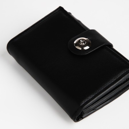 Male purse for magnet, department for bills, for maps, for coins, black color-2