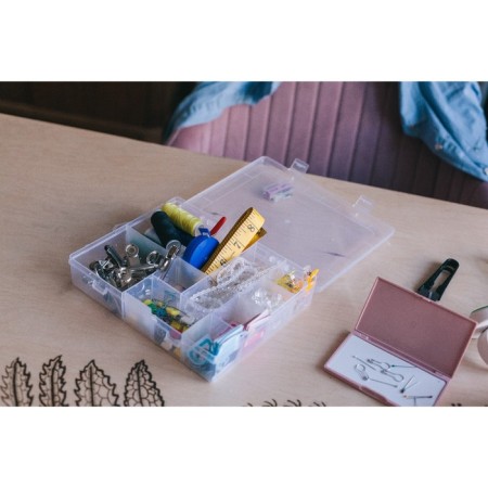 Organizer for needlework, with removable cells, 14 departments, 21 × 17 × 4 cm, transparent color-3