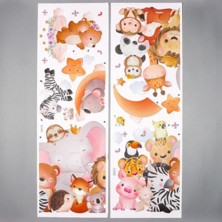 Stick plastic interior color "Babies of animals" 30x90 cm set 2 sheets-1