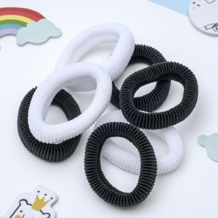Hair elastic band "Mahrushka" (set 7 pcs) black and white-1