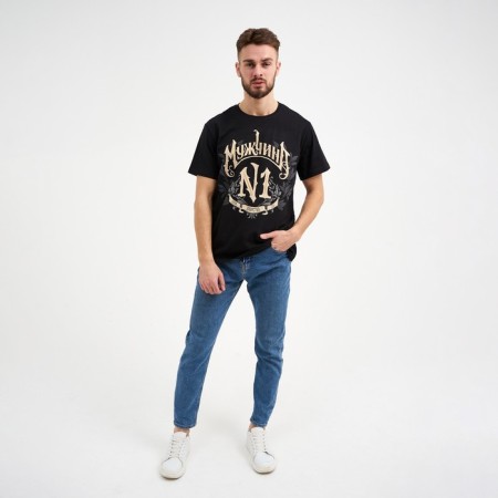 Male T -shirt KAFTAN "Number one", black, size 48-1