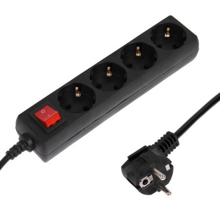 Network filter 5Bites SP4B-230 4S, 4 sockets, 3 m, 10 A, 3x0.75 mm2, with salary, with off., Black