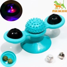 A toy-vaguine on a suction cup for cats, with cat mint, 2 compartments, turquoise