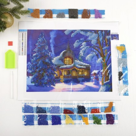 New Year's diamond mosaic with partial filling "New Year. Winter Tale ", 40 x 30 cm-1