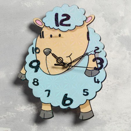 Watching clock, series: children's, "lamb", discrete move, d-23.5 cm