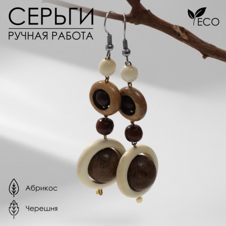 Handmade earrings, wooden "double eyes", color