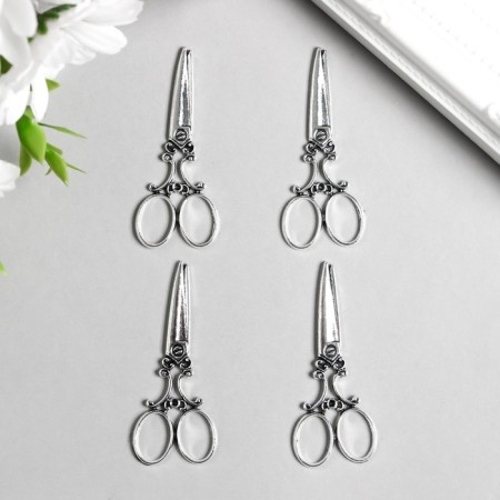 Decor Metal for creativity "Openland scissors" silver (A9361) 3.6x2.5 cm-1