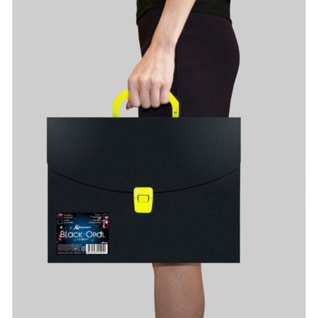 A4 Portfire folder, 700 μm, 1 compartment, calligrata, black, naon salad-5