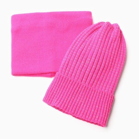 Kit for a girl (hat, snood), raspberry color, size 48-52