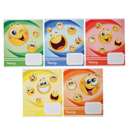 Notebook 18 sheets in the Calligrata "Smiley" line, cover coated cardboard, varnish, block offset, whiteness 95%, mix