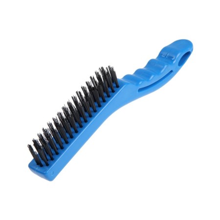 Metallic manual tundra brush, hardened wire, plastic handle, 4-row-6