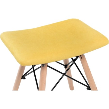 Stool Ben array of beech/metal/fabric, natural/yellow 40x40x44 cm-3