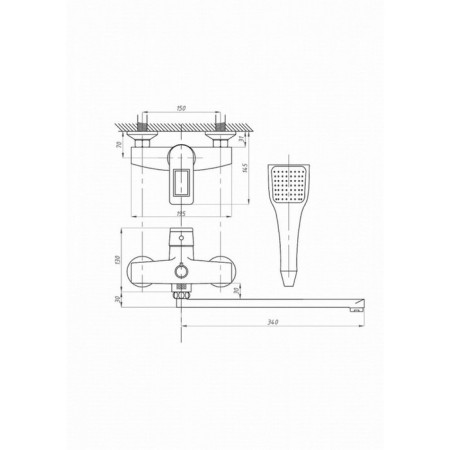 FAUZT FZS-W24 bath mixer, single-leaf, pour 330 mm, watering can, white-3