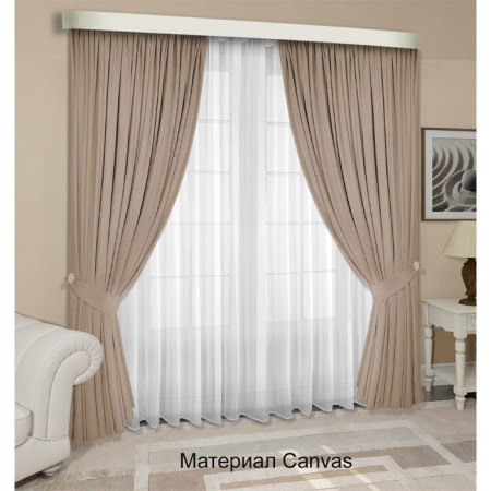 Set of curtains "Canvas", size 200x270 cm, 2 pcs, beige color