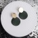 Earrings Metal "Lady" two circles, green color in gold