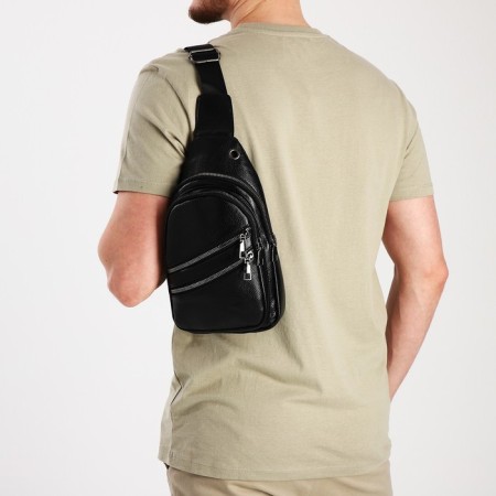 Sling bag, artificial leather, black color-5