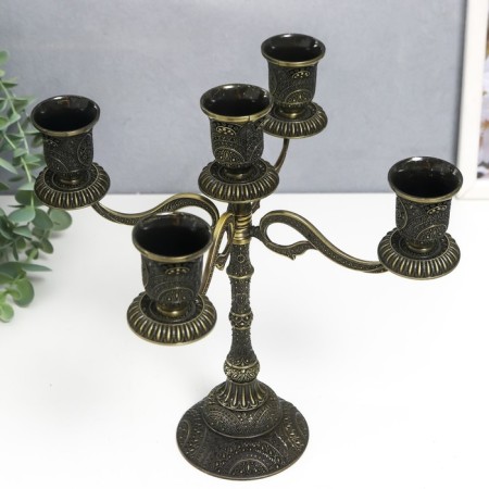 Summary Metal for 5 candles "Raja" Bronze 22.5x23x23 cm-2