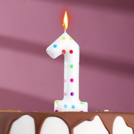 A candle in a cake for a birthday "Confetti", the number "1", a giant, 9 cm