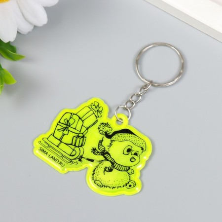 Browler plastic reflective "Penguin with sledges with gifts" 4x5.5 cm-1