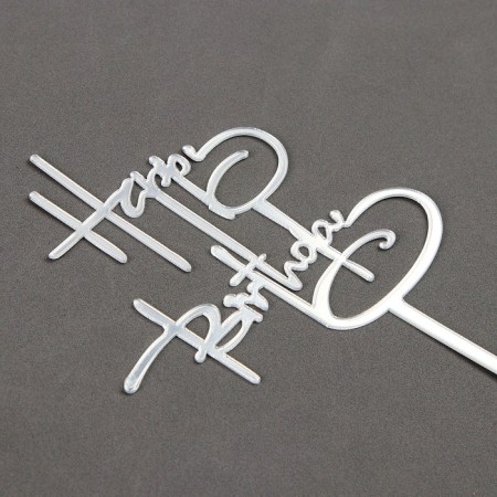 Topper "Happy Birthday", silver color-1