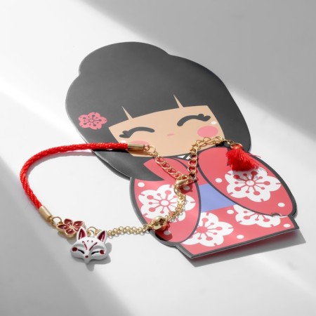 Assorted "Japan" white fox with flowers, red color in gold, 17.5 cm-1
