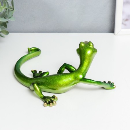 Souvenir Polystone varnish "Green Lizard" 7.5x13.5x22 cm-2