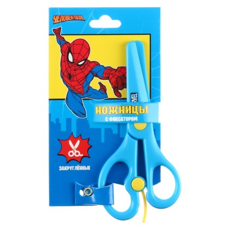 Baby scissors 13 cm, plastic two-tone pens, spider-man, mix-3