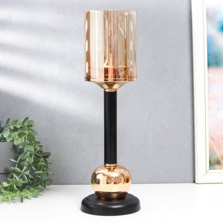 Summary metal, glass for 1 candle "Jaco" d-8.5 cm, gold 11.5x11.5x38.5 cm-1