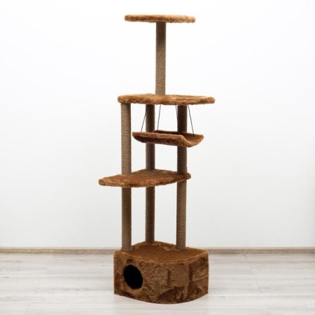 Complex for cats with a claw, corner, 48 x 48 x 171 cm, brown-1