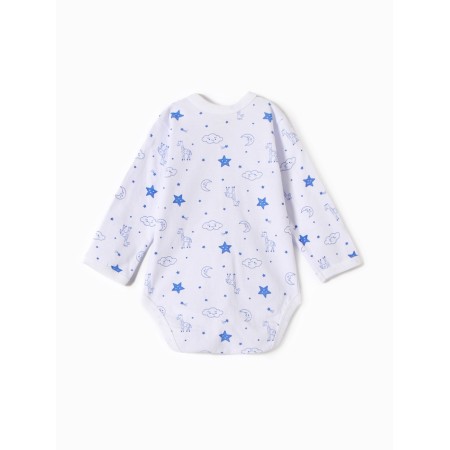 Body baby with a long sleeve "Giraffes", white/blue color, height 80-4