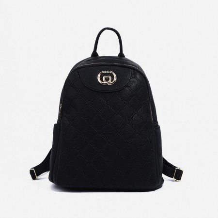 Women's backpack made of artificial leather with a zipper Star Bag, 5 outer pockets, black color-1