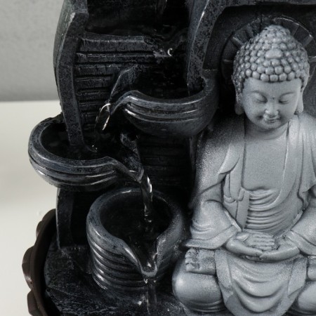 The desktop fountain from the network, backlight "Buddha in gray against the wall" 20x20x30 cm-4