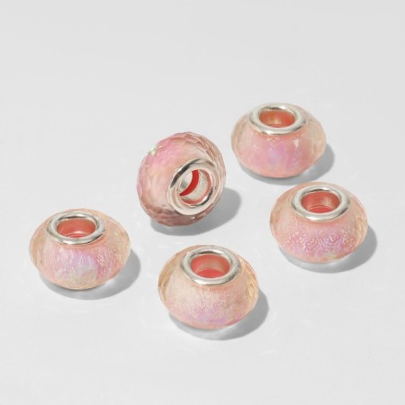 AB bead, pink color in silver