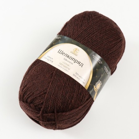 Yarn "Silkoprerakh" 70% p/t wool, 30% artificial silk 300m/100g (chocolate 063)-1