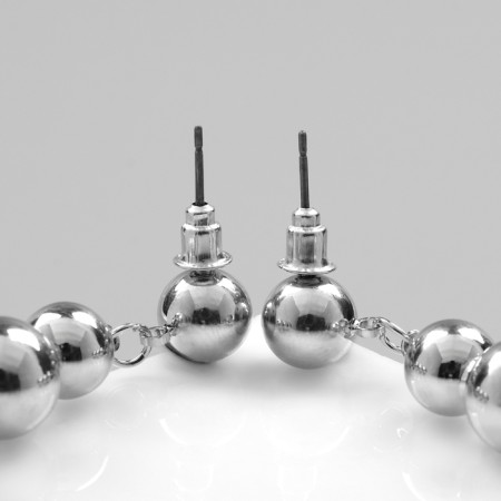 Earrings Plastic "Beads" to reduce, silver color-2