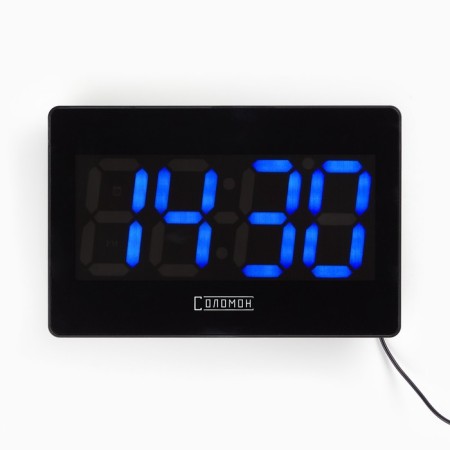 Electronic wall clock, desktop "Solomon", with an alarm clock, 15.5 x 23.5 cm, blue numbers-1