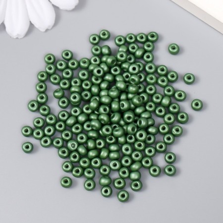 Glass beads 6/0 "platinum-green" 15 g-1