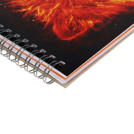 Calligrata A5 sketchbook, 55 “Fiery Wolf” sheets, solid cover, metallized cardboard with a volumetric pattern, block 80 g/m2 + 5 sheets of tinted paper-2