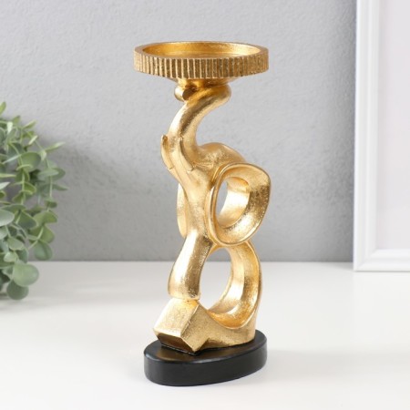 Polystone candlestick for 1 candle "Abstraction. Elephant" Gold 10.9x9.5x23.8 cm-1