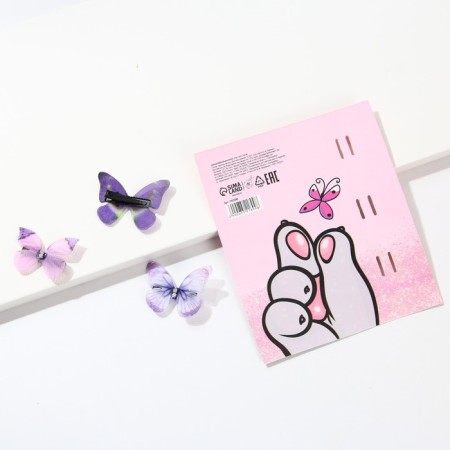 Hairpins for hair butterfly "Little Joy", 3 pcs., 4.5 x 3.5 cm-1