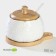 Porcelain sugar tower with a spoon on the Bellatenero bamboo stand, 350 ml, white color
