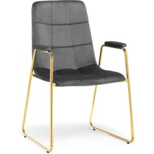 LANA Metal/velor, Golden/Gray chair 57x56x88 cm