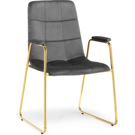 LANA Metal/velor, Golden/Gray chair 57x56x88 cm