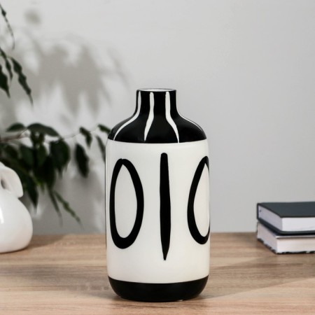 VAZ Coramics Table "Picasso" (manual painting) Rebus, h = 22 cm, d = 4cm black and white-1