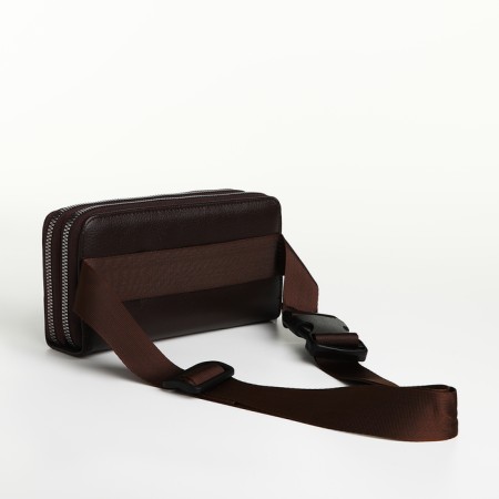 Male purse-clate on the zipper Textura, brown color-3