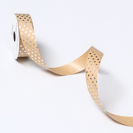 Ribbon for decor and gifts Kraft with embossing 2cm x 5 m-2