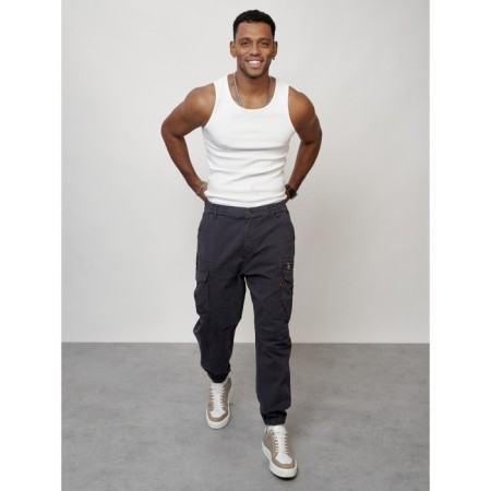 Cargo jeans men, size 44-46, dark gray color-10