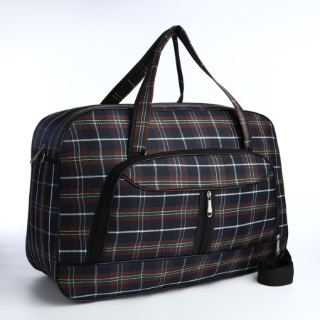 Road bag with lightning, external pocket, long belt, brown color/black