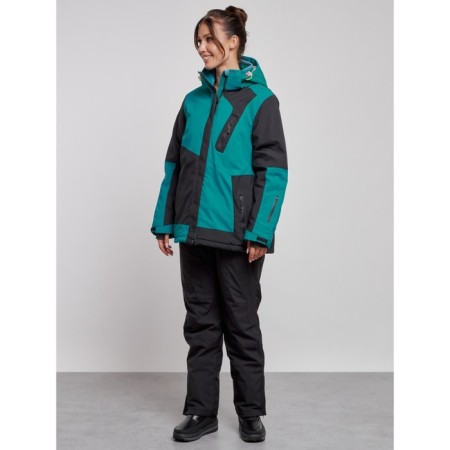 Ski costume female winter, size 56, dark green color-1